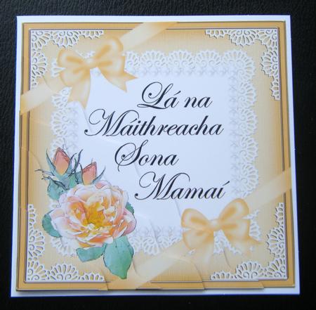 Irish Gaelic Mummy Mothers Day Rose and Lace Wavy Corner by Charlie Angel
