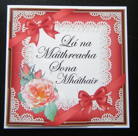 Irish Gaelic Mother Mothers Day Rose and Lace Wavy Corner by Charlie Angel
