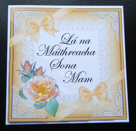 Irish Gaelic Mum Mom Mothers Day Rose and Lace Wavy Corner by Charlie Angel