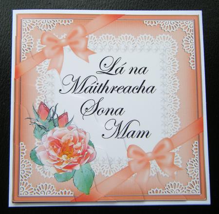 Irish Gaelic Mum Mom Mothers Day Rose and Lace Wavy Corner by Charlie Angel