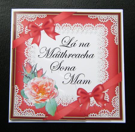 Irish Gaelic Mum Mom Mothers Day Rose and Lace Wavy Corner by Charlie Angel
