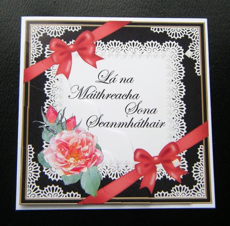 Irish Gaelic Grandmother Mothers Day Rose N Lace Wavy Corner by Charlie Angel