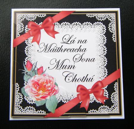 Irish Gaelic Foster Mum Mothers Day Rose N Lace Wavy Corner by Charlie Angel