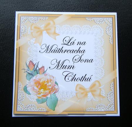 Irish Gaelic Foster Mum Mothers Day Rose N Lace Wavy Corner by Charlie Angel