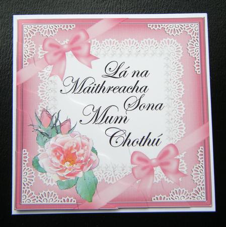 Irish Gaelic Foster Mum Mothers Day Rose N Lace Wavy Corner by Charlie Angel