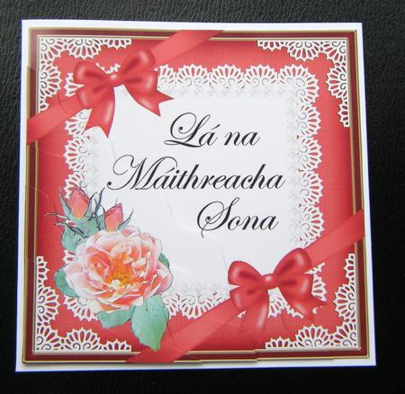 Irish Gaelic Mothers Day Rose N Lace Wavy Corner by Charlie Angel
