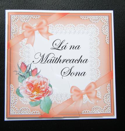 Irish Gaelic Mothers Day Rose N Lace Wavy Corner by Charlie Angel