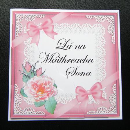Irish Gaelic Mothers Day Rose N Lace Wavy Corner by Charlie Angel