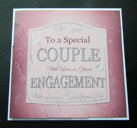 Engagement Pink Champers Label Wavy Corner Side Stacker by Charlie Angel