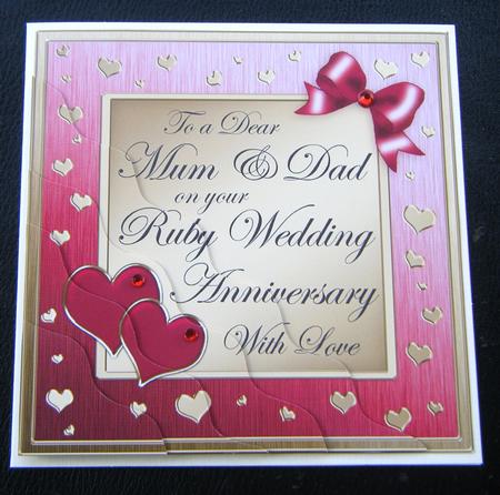 Mum and Dad Ruby Wedding Anniversary Wavy Corner by Charlie Angel