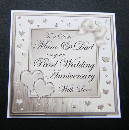 Mum and Dad Pearl Wedding Anniversary Wavy Corner by Charlie Angel
