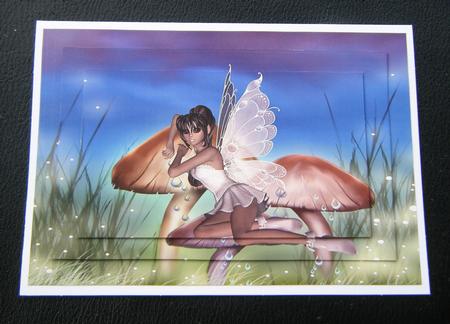 Pretty Little Toadstool Fairy/faerie Quick Pyramid Card by Charlie Angel