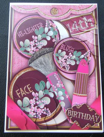 Pink Make-up Bag 14th Birthday 7x5inch Scallop Duo Corner by Charlie Angel