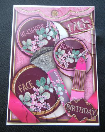 Pink Make-up Bag 17th Birthday 7x5inch Scallop Duo Corner by Charlie Angel