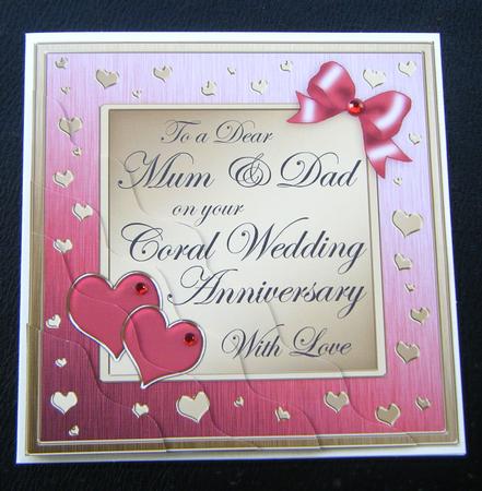 Mum and Dad Coral Wedding Anniversary Wavy Corner by Charlie Angel