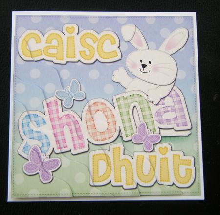 Irish Gaelic Hoppy Easter Bunny Boy Felties Wavy Corner by Charlie Angel