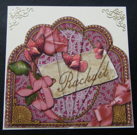 Pink Rose Butterfly Rachael Ornate Scallop Deco Stacker by Charlie Angel