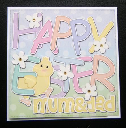 Happy Easter Mum and Dad Easter Chick Felties Wavy Corner by Charlie Angel