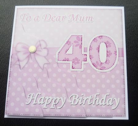 40th Birthday Mum Felties Wavy Corner Side Stacker Topper by Charlie Angel
