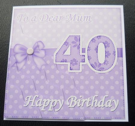 40th Birthday Mum Felties Wavy Corner Side Stacker Topper by Charlie Angel