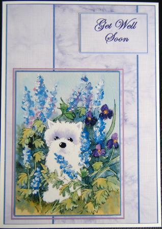 Westie and Delphinium Decoupage Card with Sentiments by Charlie Angel