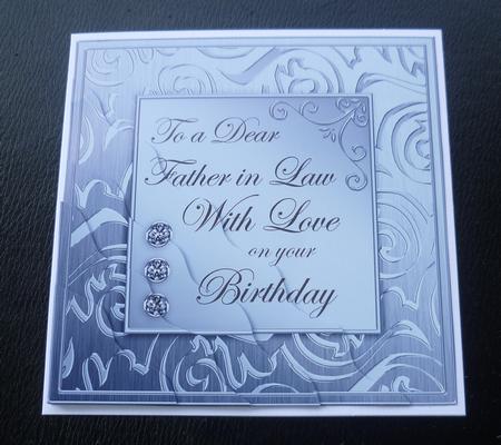 Elegant Metallic Birthday Father in Law Wavy Corner Stacker by Charlie Angel
