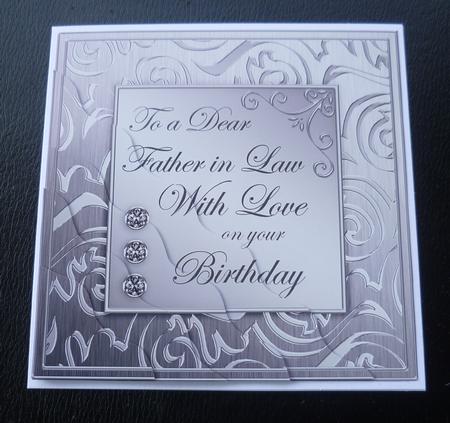 Elegant Metallic Birthday Father in Law Wavy Corner Stacker by Charlie Angel