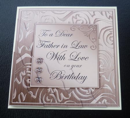 Elegant Metallic Birthday Father in Law Wavy Corner Stacker by Charlie Angel