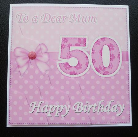 50th Birthday Mum Felties Wavy Corner Side Stacker Topper by Charlie Angel