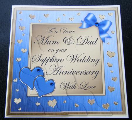 Mum and Dad Sapphire Wedding Anniversary Wavy Corner by Charlie Angel