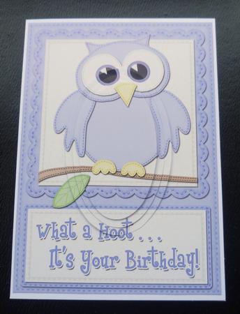 A5 What a Hoot Owl Birthday Oval Pyramage Topper by Charlie Angel