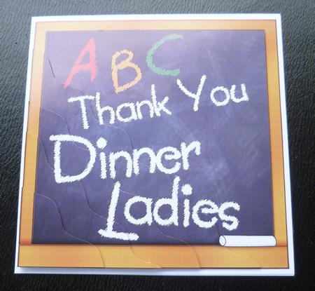 Thank You Dinner Ladies Blackboard Wavy Corner Side Stacker by Charlie Angel