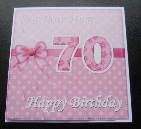 70th Birthday Mum Felties Wavy Corner Side Stacker Topper by Charlie Angel