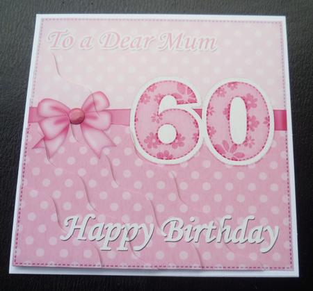 60th Birthday Mum Felties Wavy Corner Side Stacker Topper by Charlie Angel