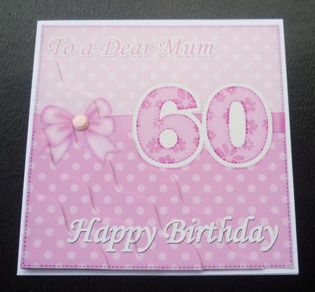 60th Birthday Mum Felties Wavy Corner Side Stacker Topper by Charlie Angel