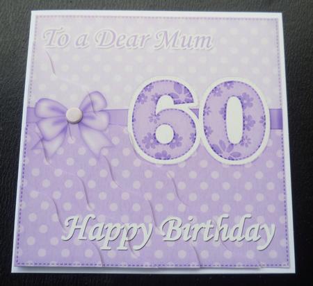 60th Birthday Mum Felties Wavy Corner Side Stacker Topper by Charlie Angel