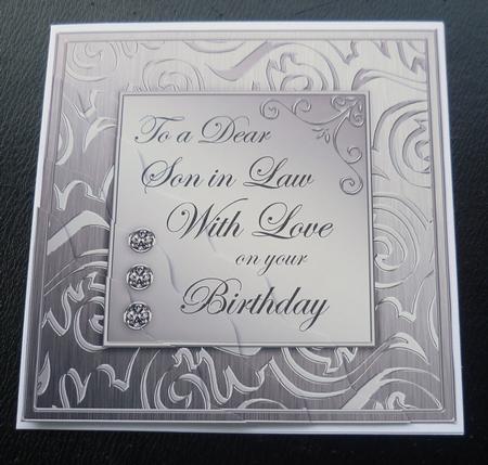Elegant Metallic Birthday Son in Law Wavy Corner Stacker by Charlie Angel