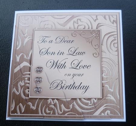 Elegant Metallic Birthday Son in Law Wavy Corner Stacker by Charlie Angel