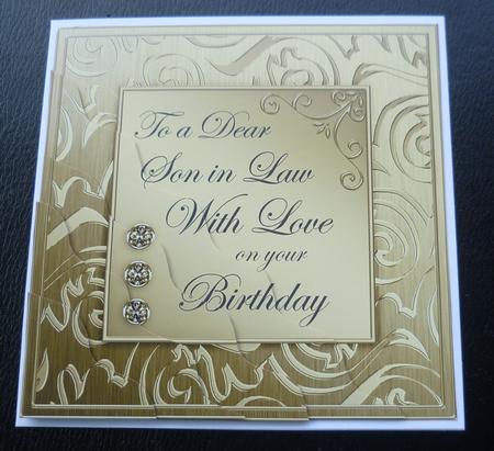 Elegant Metallic Birthday Son in Law Wavy Corner Stacker by Charlie Angel