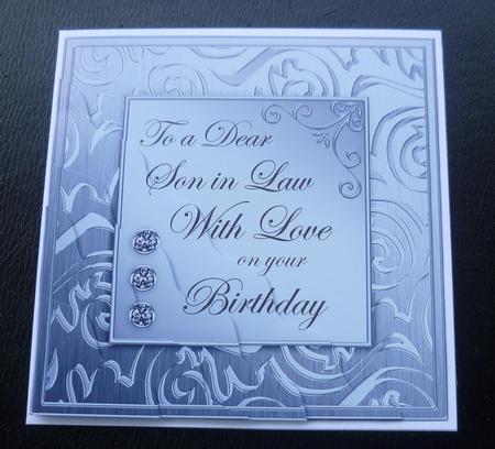 Elegant Metallic Birthday Son in Law Wavy Corner Stacker by Charlie Angel