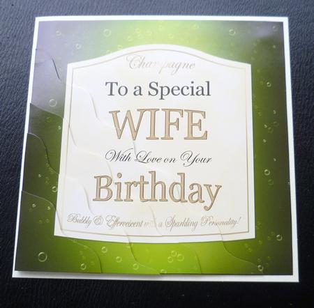 Birthday Wife Champers Label Wavy Corner by Charlie Angel