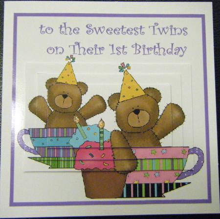 Twin Teddies - Unidentical - 1st Birthday by Charlie Angel