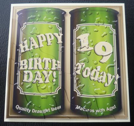 19th Birthday Beer Cans Wavy Corner Side Stacker Topper by Charlie Angel