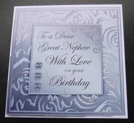 Elegant Metallic Birthday Great Nephew Wavy Corner Stacker by Charlie Angel