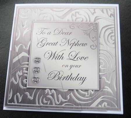 Elegant Metallic Birthday Great Nephew Wavy Corner Stacker by Charlie Angel