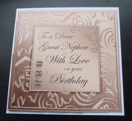 Elegant Metallic Birthday Great Nephew Wavy Corner Stacker by Charlie Angel