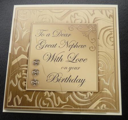 Elegant Metallic Birthday Great Nephew Wavy Corner Stacker by Charlie Angel