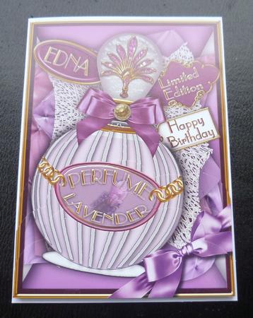 Lavender Perfume Edna Birthday 7x5in Scallop Bottom Stacker by Charlie Angel