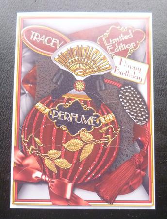 Burlesque Perfume Tracey Birthday 7x5 Scallop Bottom Stacker by Charlie Angel