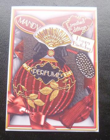 Burlesque Perfume Mandy Birthday 7x5 Scallop Bottom Stacker by Charlie Angel